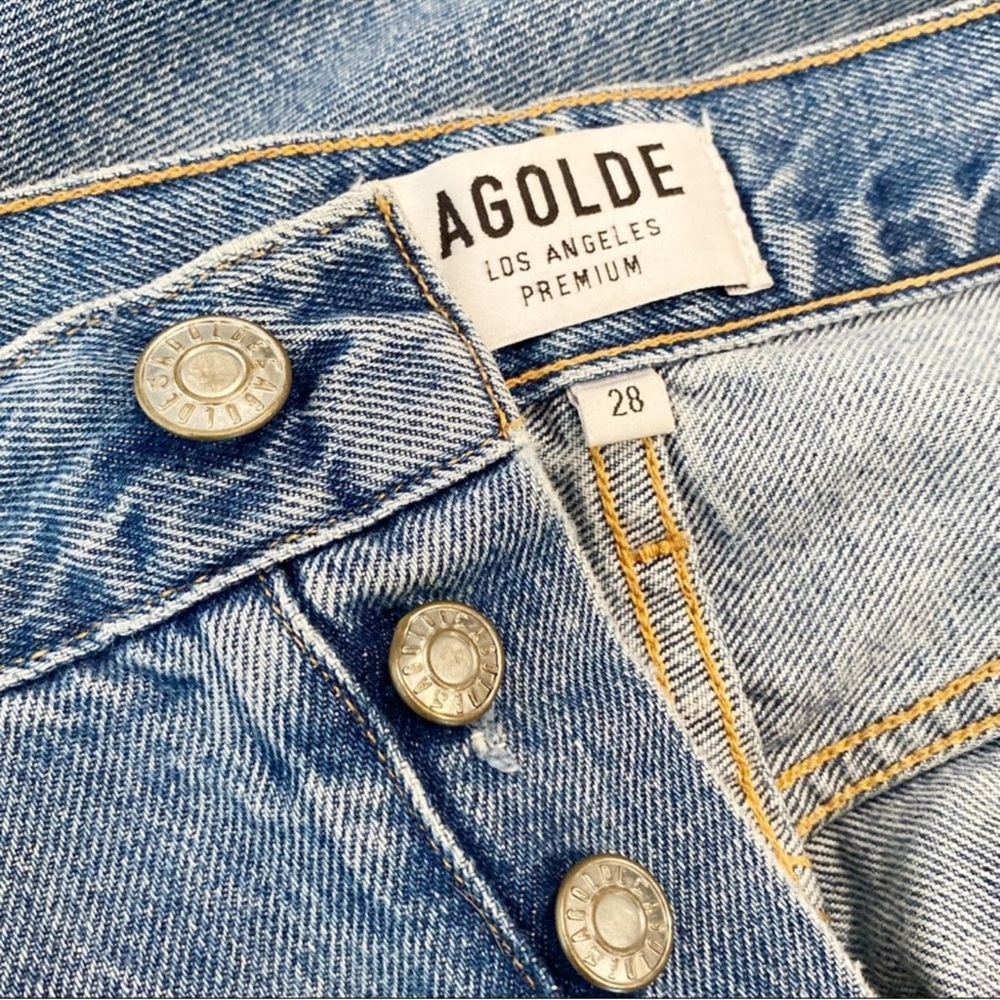 Agolde Jamie High Rise Classic Distressed Jeans Button Fly Size 28 - Picture 4 of 9